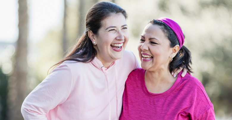 Two women in pink